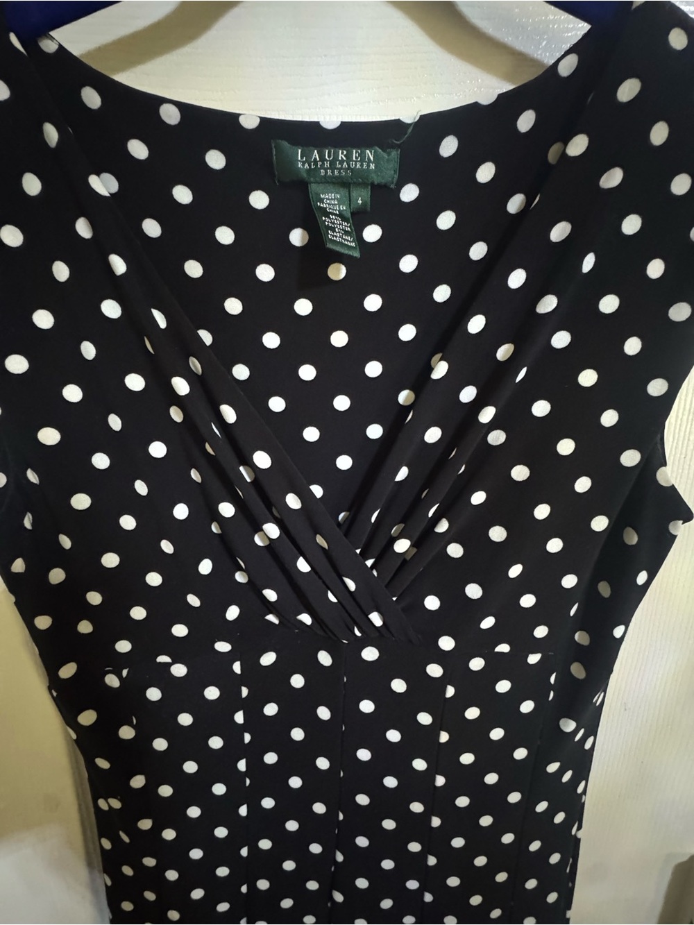 Lauren Ralph Lauren Black & White Polka Dot Wrap-Style Dress